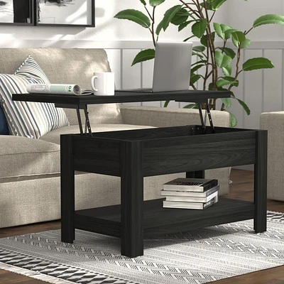 Table basse Hillsdale Coover en bois avec plateau relevable et 1 faux tiroir