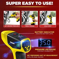 Bullseye Pro Digital Tire Pressure Gauge Air Pump 150 PSI w/Gauge Display Screen, Yellow,<br>As Seen On Tv