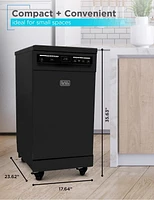 Black + Decker Portable Dishwasher, 18 inches Wide, 8 Place Setting, Black
