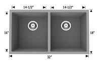 American Imaginations AI- pouces Évier de cuisine composé de granit noir approuvé par CSA W avec finition composée de granit et calibre 16