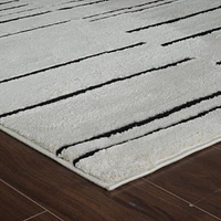 Tapis d'interieur abstrait Rug Branch Domus, creme noir, moderne - Salon, chambre, salle a manger et cuisine<br>
