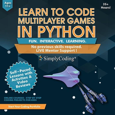 Coding for Kids - Learn to Code Multiplayer Games in Python Course Age 12+ [Digital Download]