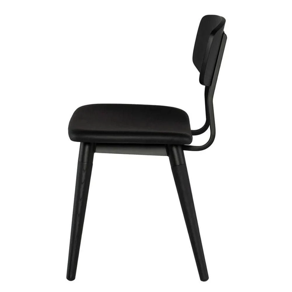 Scholar Dining Chair - Black Naugahyde seat with black oak legs and Black oak seat with black oak legs