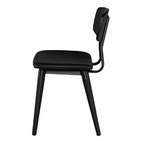 Scholar Dining Chair - Black Naugahyde seat with black oak legs and Black oak seat with black oak legs