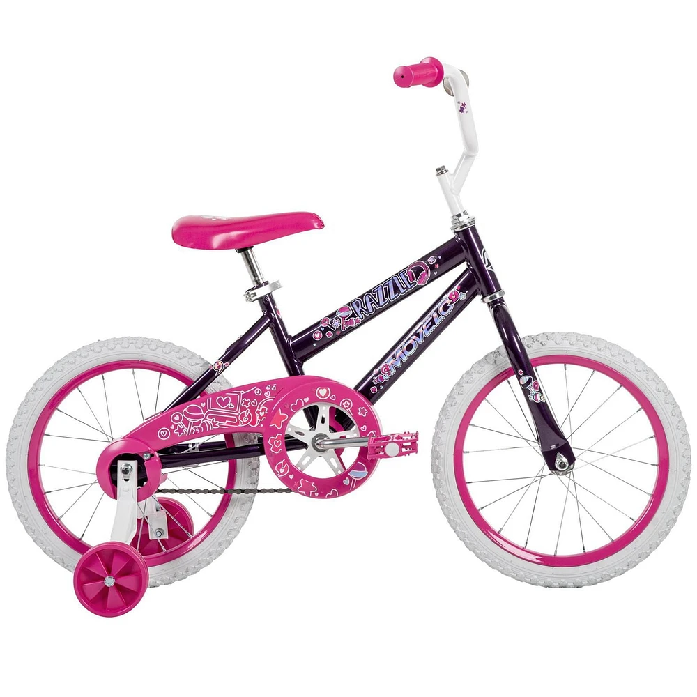 Movelo Razzle Vélo de 16 pouces pour filles, Rose / Violet Âges 4-6