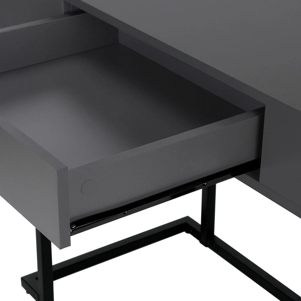 Monarch Specialties Computer Desk, Home Office, Laptop, Storage Drawers, 42"l, Work, Metal, Laminate, Grey, Black, Contemporary, Modern