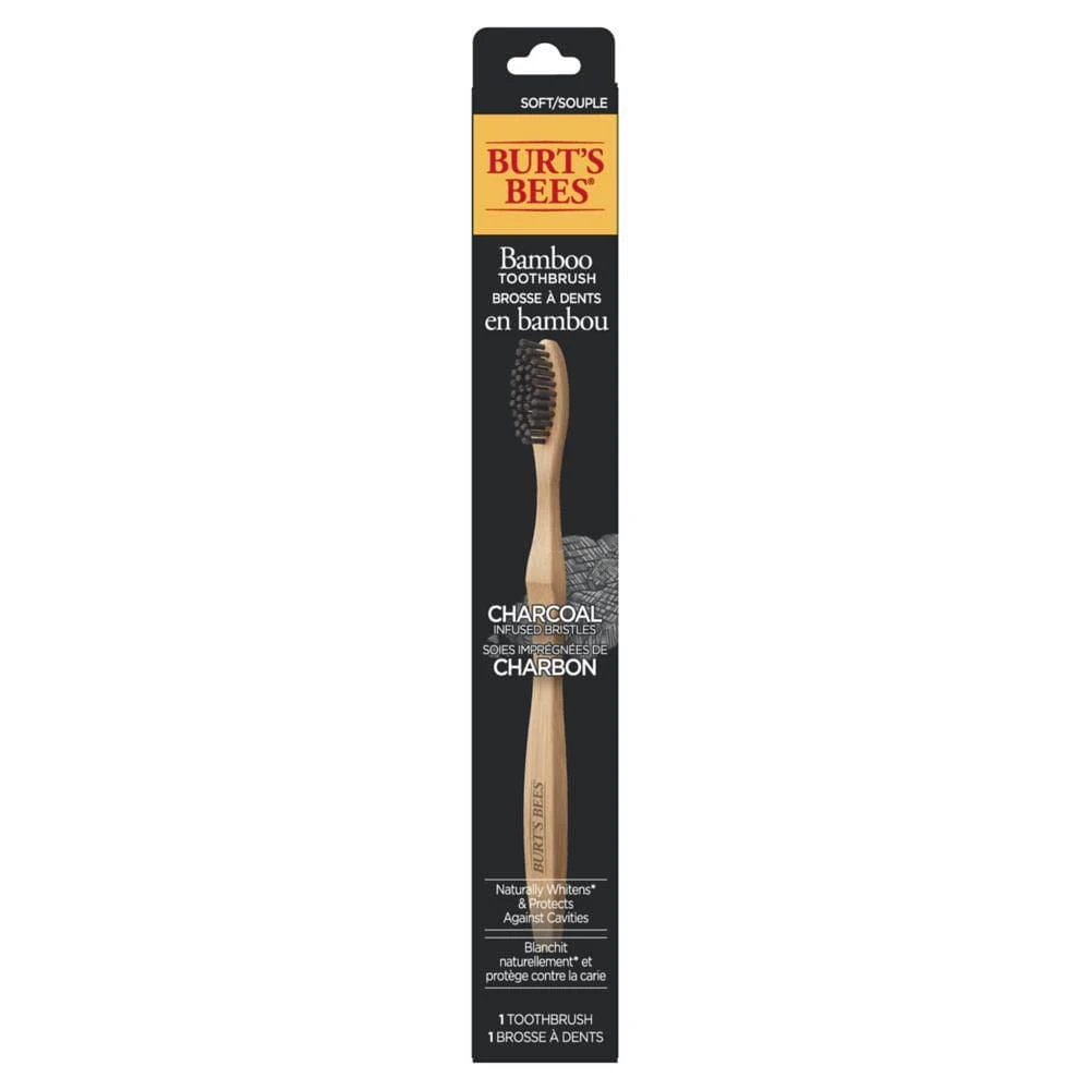 Brosse à dents en bambou Burt’s Bees avec soies imprégnées de charbon 1 unité