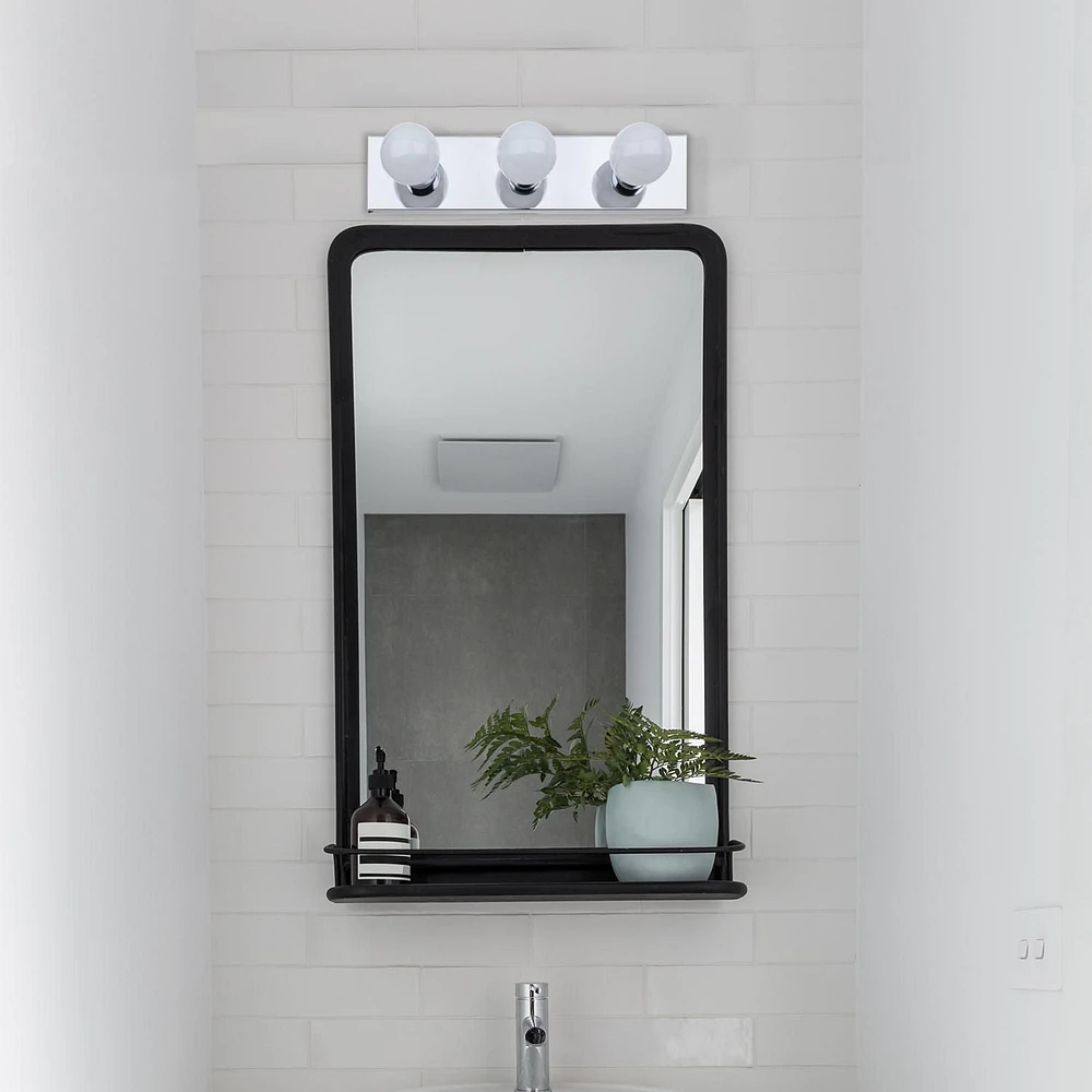 Vanité en métal à 3 lumières, collection Cameron de Globe Electric, chromée, 51202 Lumière de vanité 3 lumières