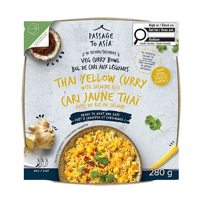 Passage to Asia - Bol curry végétarien – Curry jaune Thaï (280g) Délicieusement rapide: un curry Thaï authentique végétarien en 90 secondes