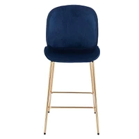 Upholstered Velvet Stool with Gold Legs – Set of 2 Comfortable Velvet Stools with Foot Rest, Modern Design for Kitchens, Bars, and Contemporary Spaces