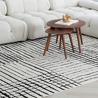Tapis d'interieur abstrait Rug Branch Domus, crème noir, moderne - Salon, chambre, salle a manger et cuisine