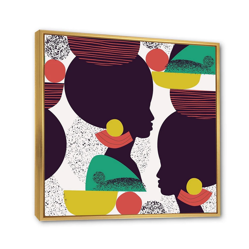 Designart Silhouette géométrique ethnique d'Afro-américain III ART MURAL À CADRE FLOTTÉ