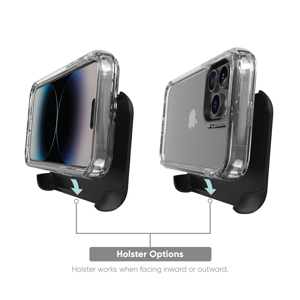 Étui robuste antimicrobien avec enveloppe rigide et pince rotative onn. pour iPhone 14 Pro Protégé contre chute de 6,4 m