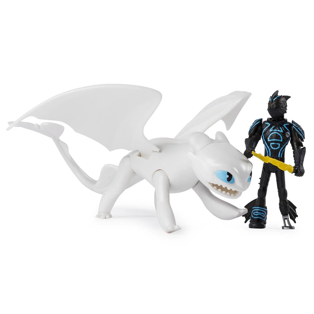DreamWorks Dragons, Lightfury and Hiccup, Dragon with Armored Viking Figure, for Kids Aged 4 and Up