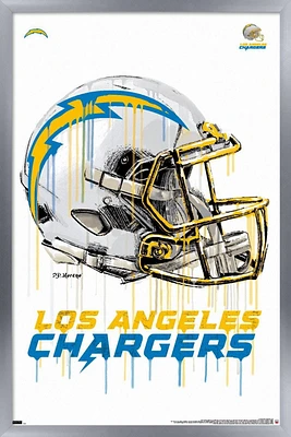 NFL Los Angeles Chargers - Drip Helmet 20 Wall Poster, 14.725" x 22.375" Framed
