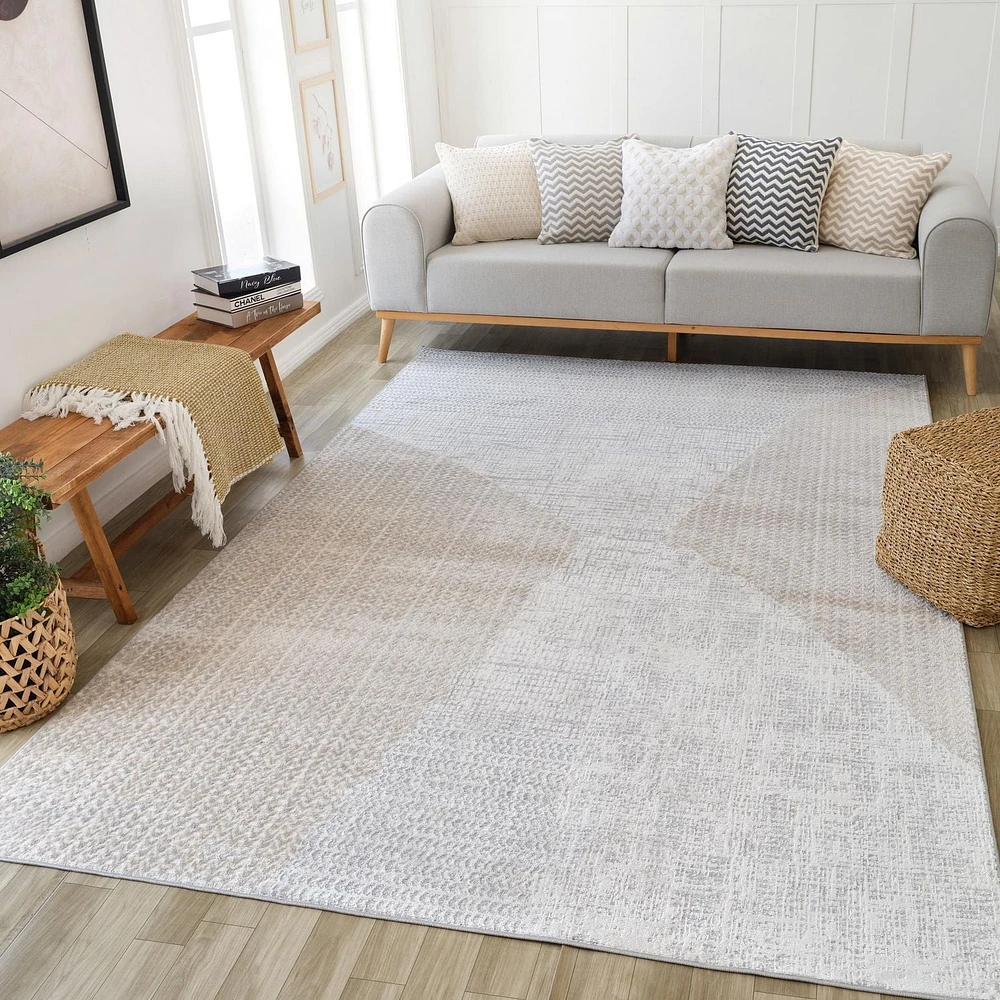 Rug Branch Cadence Abstract Indoor Area Rug, Beige Cream, Modern - Living Room, Bedroom, Dining Room, and Kitchen<br>