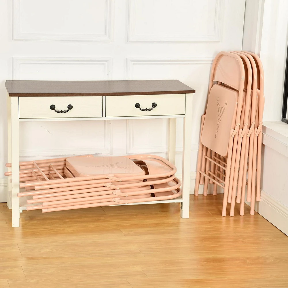 Lot de 4 chaises pliantes Homy Casa - Chaises en métal durables et élégantes en bleu/gris/rose Morandi élégant