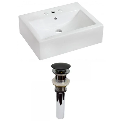 American Imaginations AI-31080 20.25 pouces Vaisselle blanche de mur de W pour 3H4-in. Centre de forage