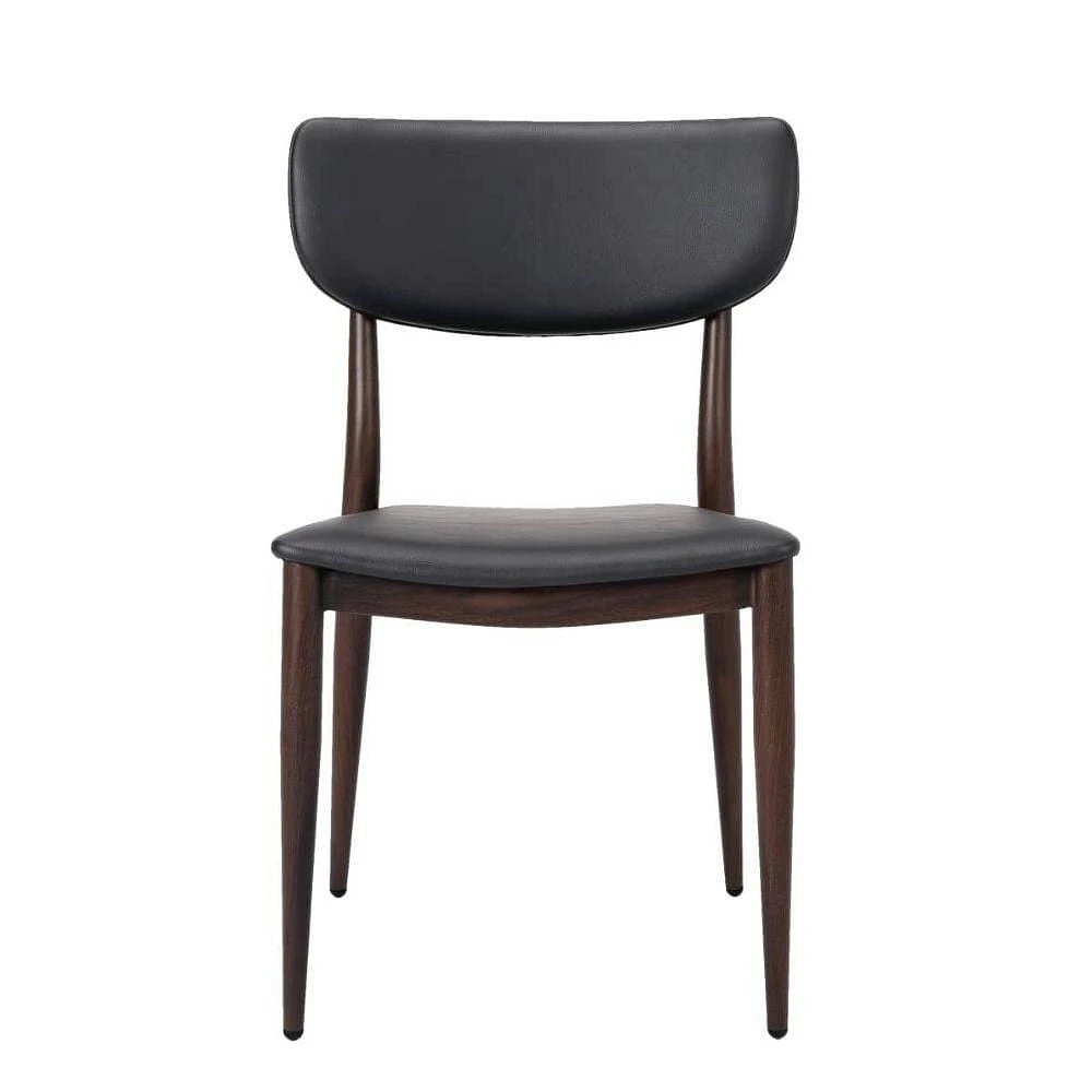Chaise de salle à manger en similicuir PU Sammy en gris avec cadre en métal noir, Chaise de salle à manger latérale, Chaise sans accoudoirs Ensemble 2