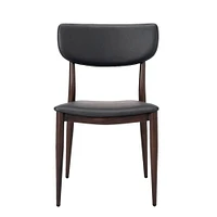 Chaise de salle à manger en similicuir PU Sammy en gris avec cadre en métal noir, Chaise de salle à manger latérale, Chaise sans accoudoirs Ensemble 2