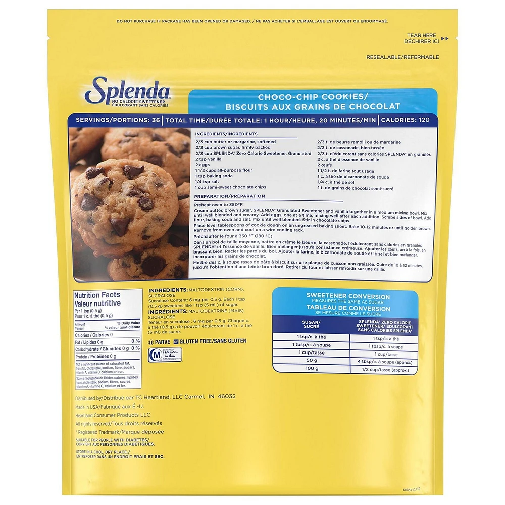 Splenda® No Calorie Sweetener Granulated, 275 g, sucralose