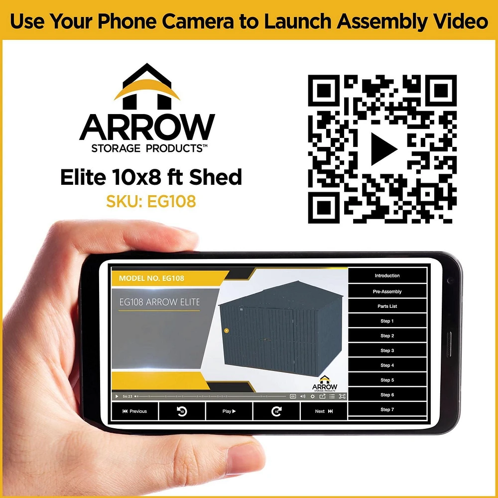 Abri de rangement en acier Arrow Elite, 10 x 8 pi, Galvalume
