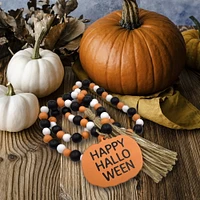 Guirlande de pompons en perles de bois et citrouille d'Halloween de 48 po, décorations d'Halloween, façon de célébrer