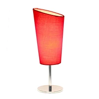 Simple Designs Mini Chrome Table Lamp with Angled Fabric Shade