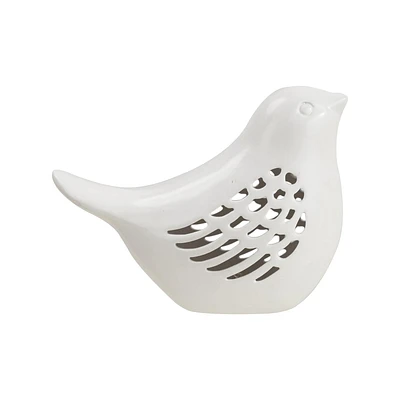 HOMETRENDS CERAMIC BIRD WITH B/O LIGHT, 8"L × 3.8"W × 5.8"H