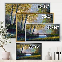 Designart La lumière du soleil du matin et la forêt printanière de l'éveil ART MURAL À CADRE FLOTTÉ