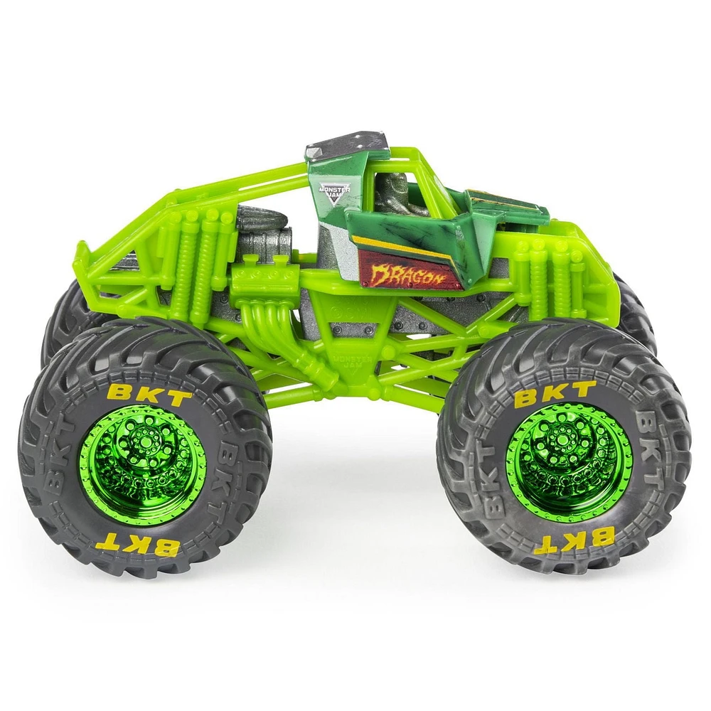 Monster Jam, Official Dragon Truck, Die-Cast Vehicle, Training Trucks Series, 1:64 Scale