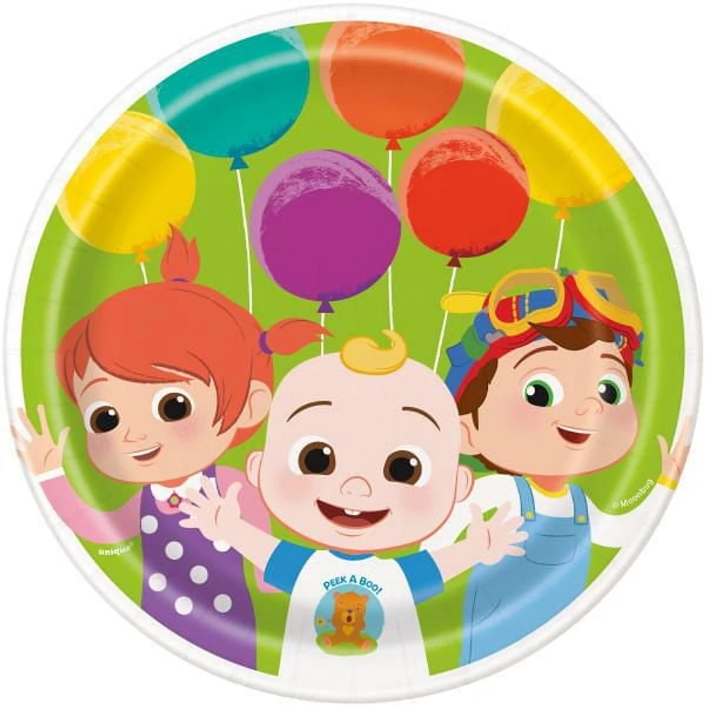 Cocomelon Round 7" Dessert Plates, 8ct, Disposable plates measure 7"