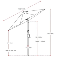 Parasol inclinable résistant au vent de 10p avec cadre en aluminium & en acier & base ronde