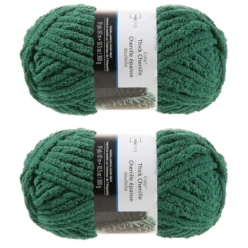 MAINSTAYS 2 PACK FOREST GREEN THICK YARN