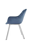 Topline Home Furnishings Chaise à accoudoirs de salle à manger en velours et chrome