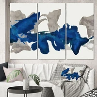 Designart Gouache Sapphire on Gray Canvas Wall Art