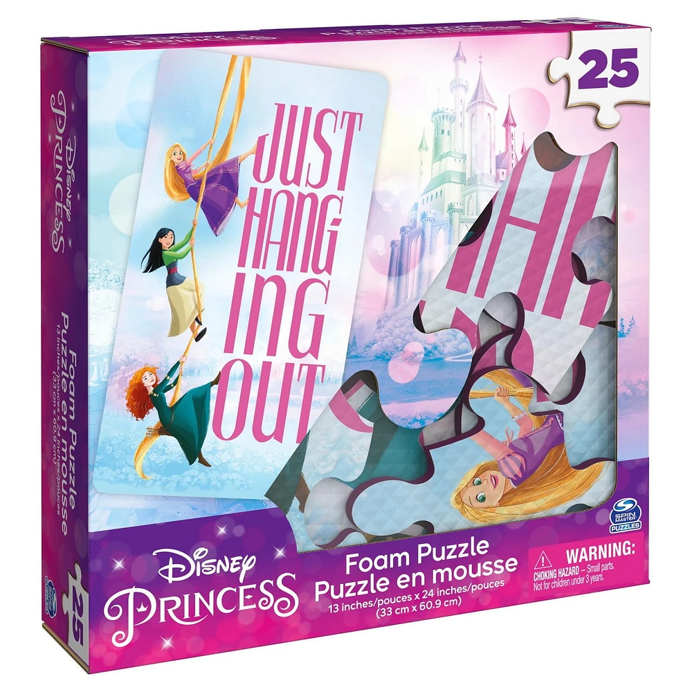 Disney Princess, puzzle spongieux en mousse de 25 pièces Just Hanging Out Rapunzel Mulan Merida, pour les enfants de 4 ans et plus