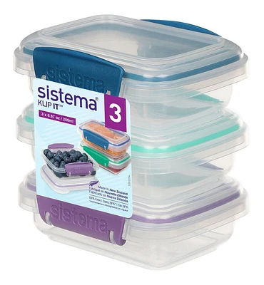 Récipients de conservation des aliments Sistema Klip It, la couleur peut varie 200 ml, paq. de 3P