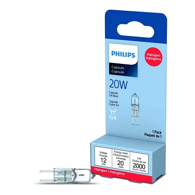 PHILIPS Ampoule halogène encapsulée T3 de 20 W à culot G4 Capsule T3 20W G4