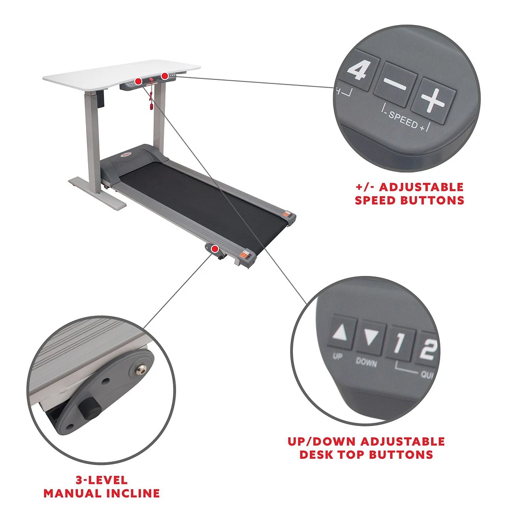 Tapis roulant Sunny Health & Fitness avec bureau automatisé détachable - SF-TD7884 - noir/blanc
