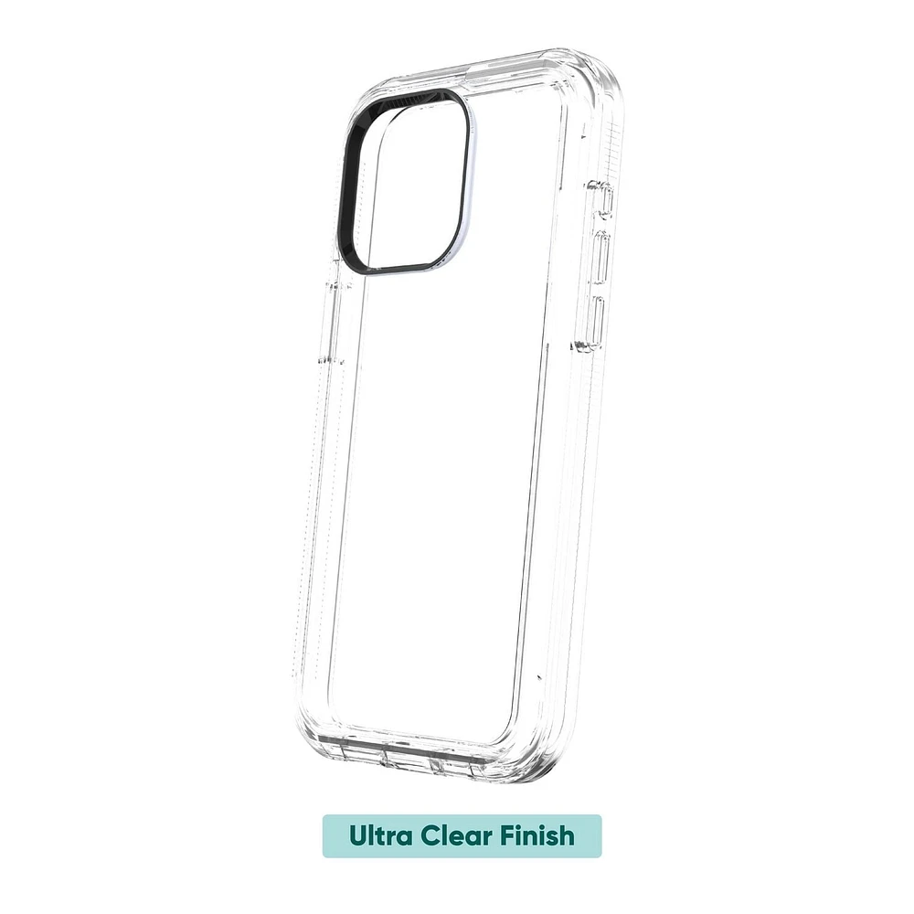 onn. iPhone 15 Pro Rugged Phone Case with Holster and 360˚ Rotating Clip, Antimicrobial, 21 ft. Drop Protection
