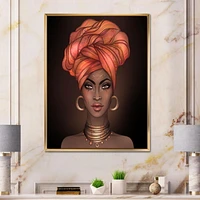Designart African American Woman with Turban V FLOAT FRAME WALL ART