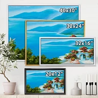 Designart Maison Près De La Mer Fleurs Colorées I ART MURAL À CADRE FLOTTÉ