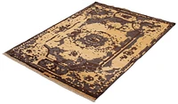 ECARPETGALLERY Tapis Noué à la Main pour Salon, Salle à Manger et Chambre à Coucher Transitionnel Collection Oushak Prestige 5'6" x 7'7" en Gris