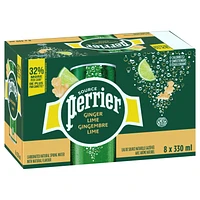 PERRIER Ginger Lime Carbonated Natural Spring Water with Natural Flavour, No Calories, No Sweeteners, No Sodium, Can 2.64 kg