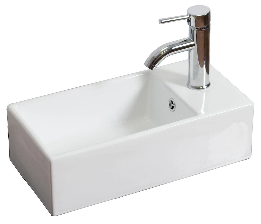 American Imaginations -in. W Above Counter White Bathroom Vessel Sink Set For 1 Hole Right Faucet AI