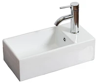 American Imaginations -in. W Above Counter White Bathroom Vessel Sink Set For 1 Hole Right Faucet AI