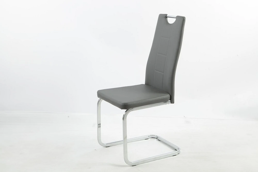 Aerys Marie Dining chairs with chrome base in Grey PU(Set of 4)