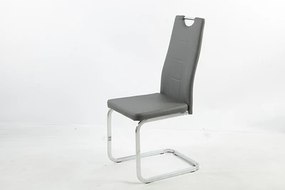Chaises de salle à manger Aerys Marie avec base chromée en PU gris (ensemble de 4)