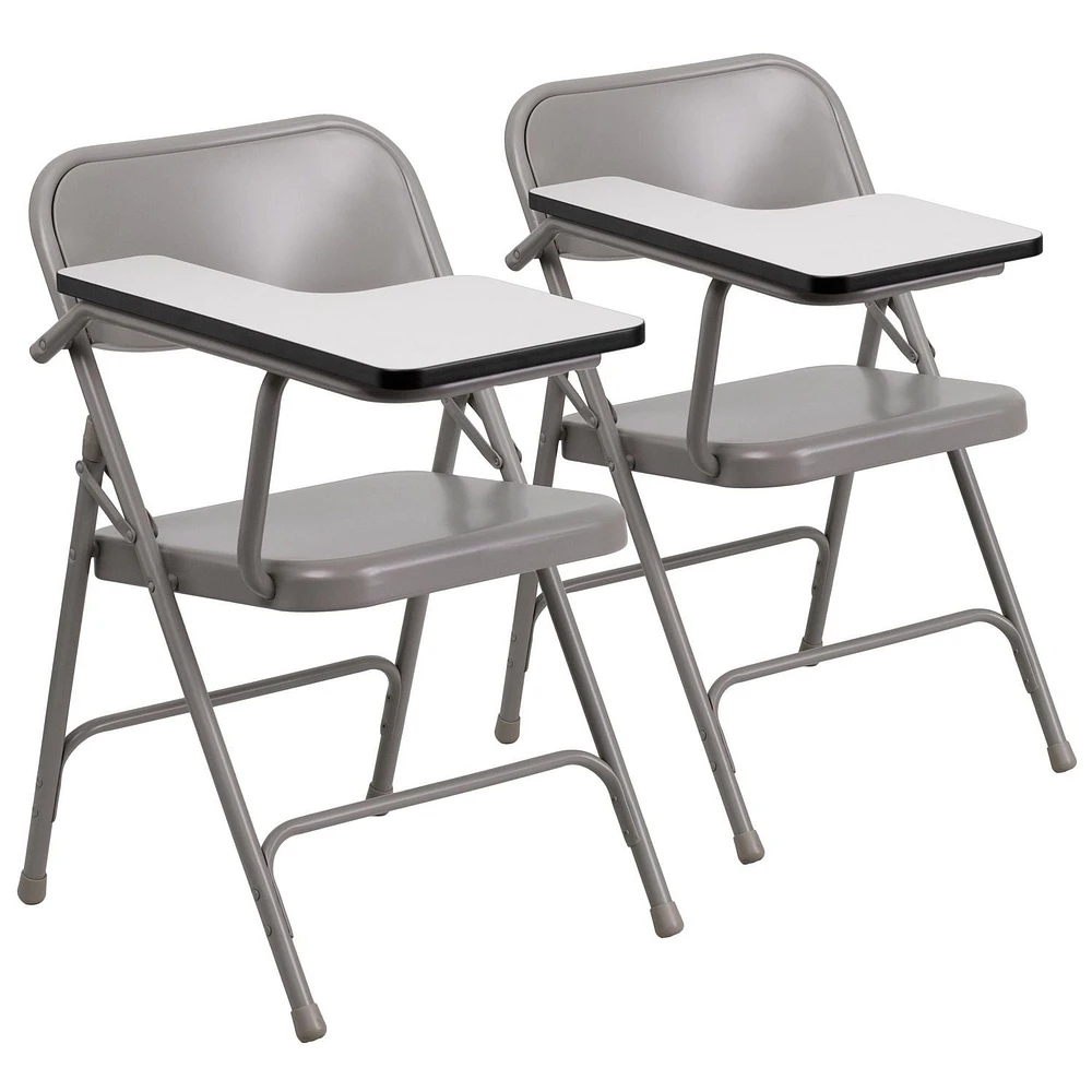 Lot de 2 pièces - Chaise pliante en acier de première qualité avec bras de tablette pour droitier